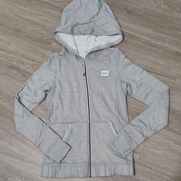 🩶 Lululemon Full-Zip Hoodie – Heather Gray – Size 4 - Picture 1 of 5
